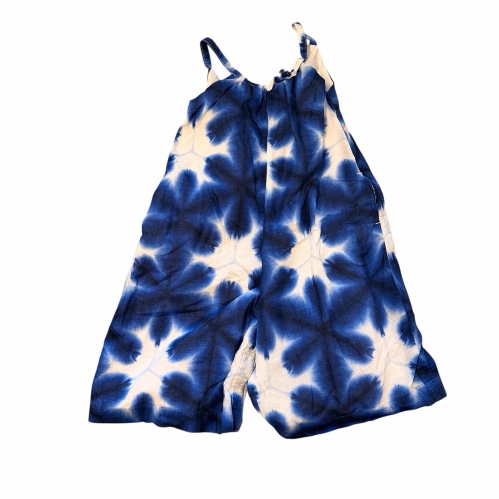 Janie and Jack Blue and White Tie-Dye Romper - 12-18M